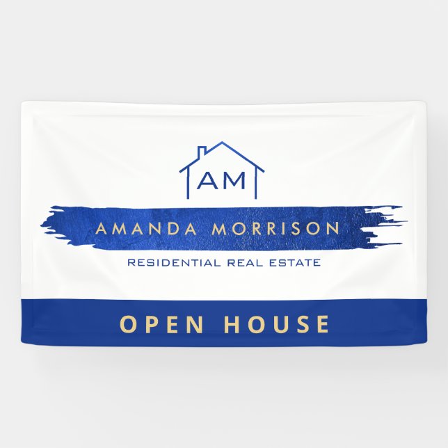 Banderoles Réaliseur Créatif Immobilier Maison Peinture Bleu (Horizontal)