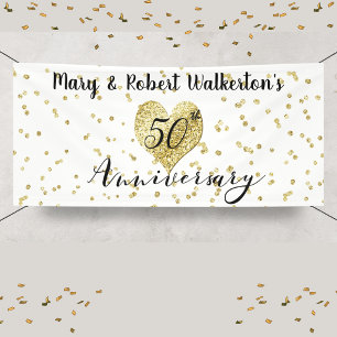 Banderoles Réception de mariage avec confettis dorés pour les