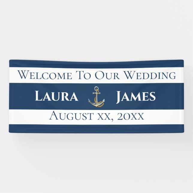 Banderoles Réception de mariage d'Ancres nautiques (Horizontal)