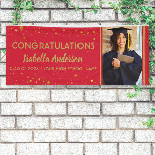 Banderoles Red And Gold Confetti Grad Photo Grad 2023