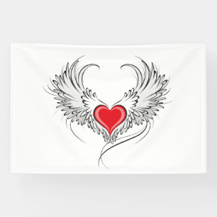 Banderoles Red Angel Coeur avec ailes