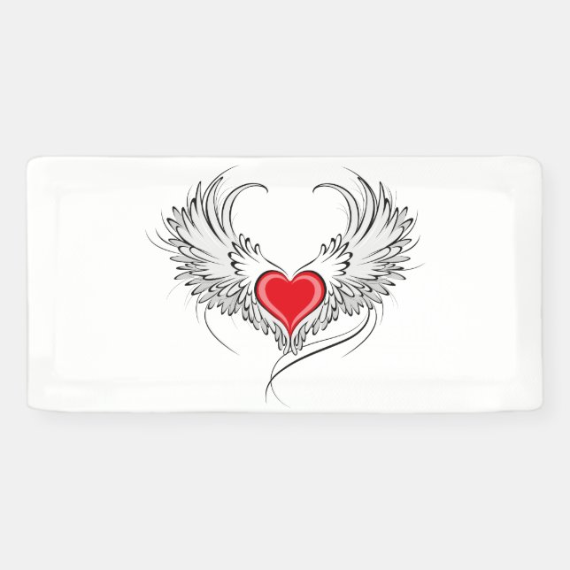 Banderoles Red Angel Coeur avec ailes (Horizontal)