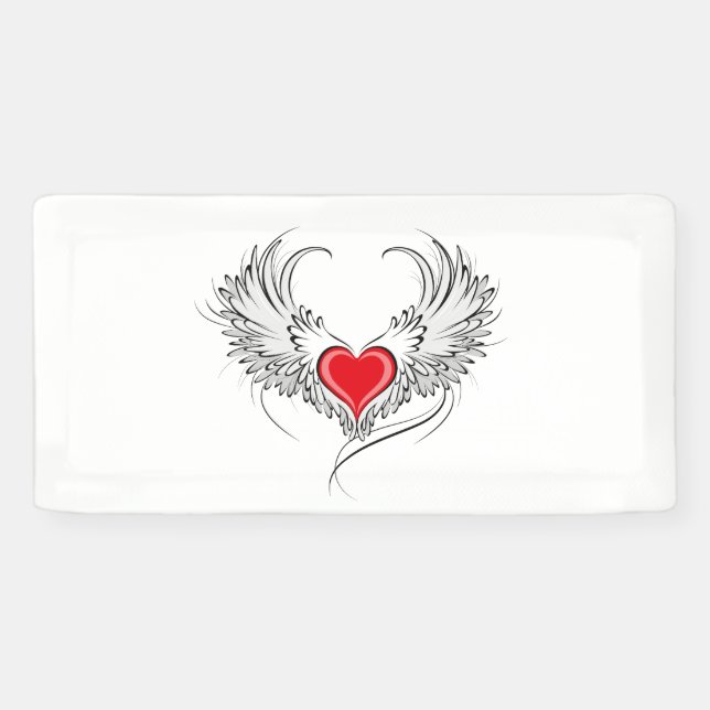 Banderoles Red Angel Coeur avec ailes (Horizontal)