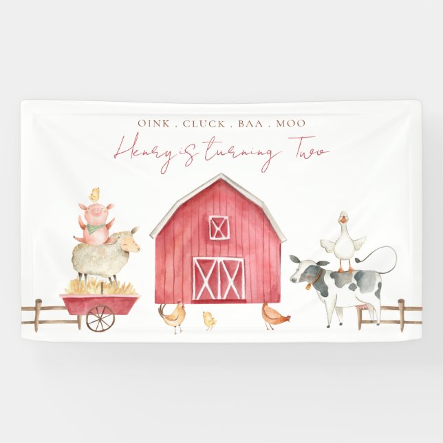 Banderoles Red Barnyard Animaux Anniversaire de enfant Party (Horizontal)