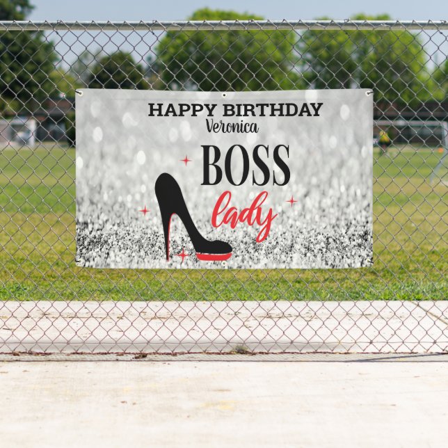 Banderoles Red Bottom Stiletto Heel Boss Lady Anniversaire (En situation)