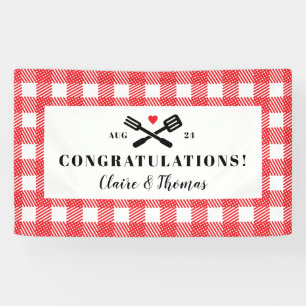Banderoles Red Picnic Plaid Clocher I Do BBQ Welcome