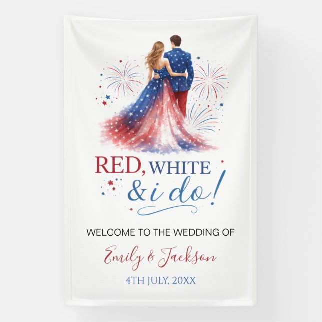 Banderoles Red White and I do Wedding Welcome (Verticale)