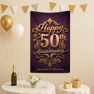 Banderoles Regal Purple et Gold 50e anniversaire de Mariage