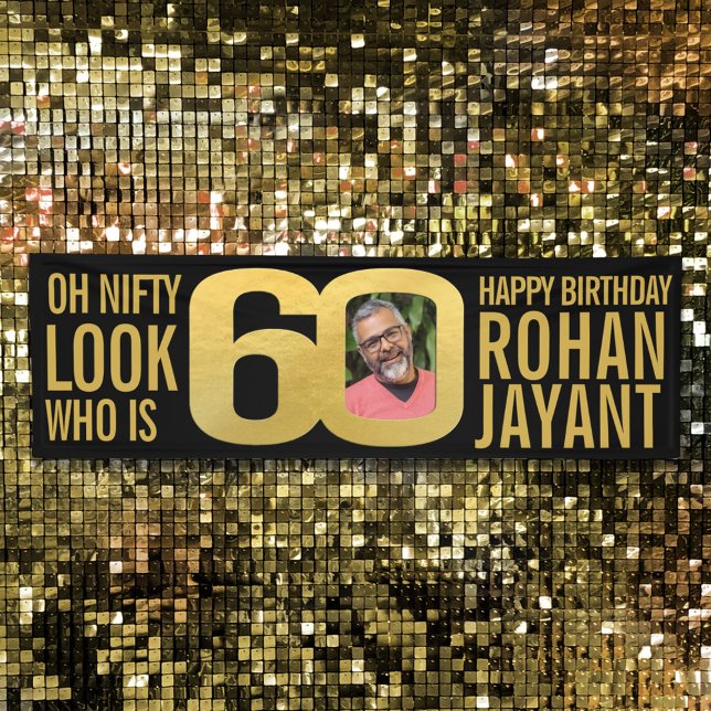 Banderoles Regardez qui 60 60e anniversaire photo de fête en  (Créateur téléchargé)