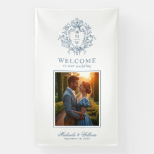 Banderoles Régence vintage Monogram Crest Mariage Bienvenue