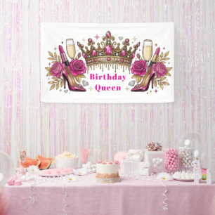 Banderoles Reine d'anniversaire Couronne Rose Glamour Personn