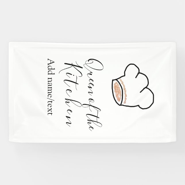 Banderoles Reine de la cuisine chef cuisinier ajouter nom cou (Horizontal)