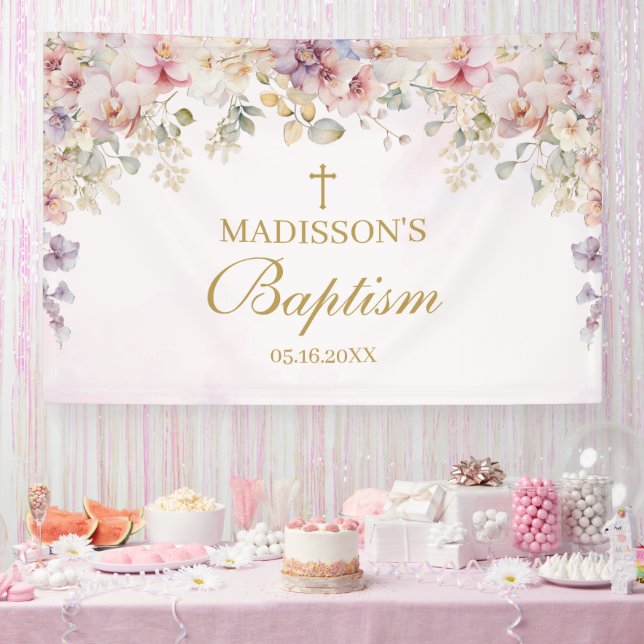 Banderoles Religious Celebration Floral Orchids backdrop (Fête)
