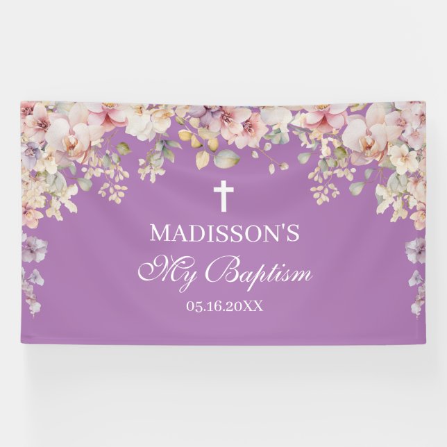 Banderoles Religious Celebration Floral Orchids purp backdrop (Horizontal)