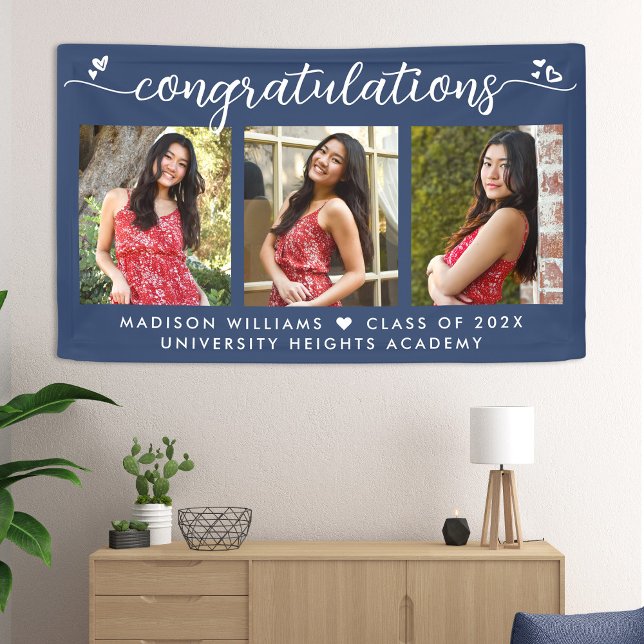 Banderoles Remise de diplôme bleue 3 Photo Calligraphie moder (Créateur téléchargé)