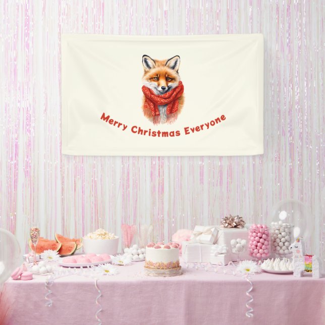 Banderoles Renard mignon avec une écharpe rouge Image d'autom (Fête)