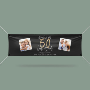 Banderoles rendre 50 beau anniversaire noir et or