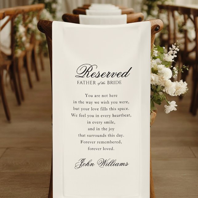 Banderoles Reserved - Father of the Bride - Memorial Wedding  (Reserved - Father of the Bride - Memorial Wedding Beige Banner)
