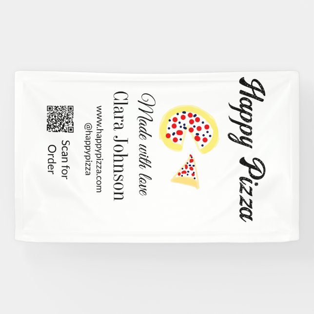 Banderoles Restaurant de pizzas café pizzeria scannez le code (Horizontal)