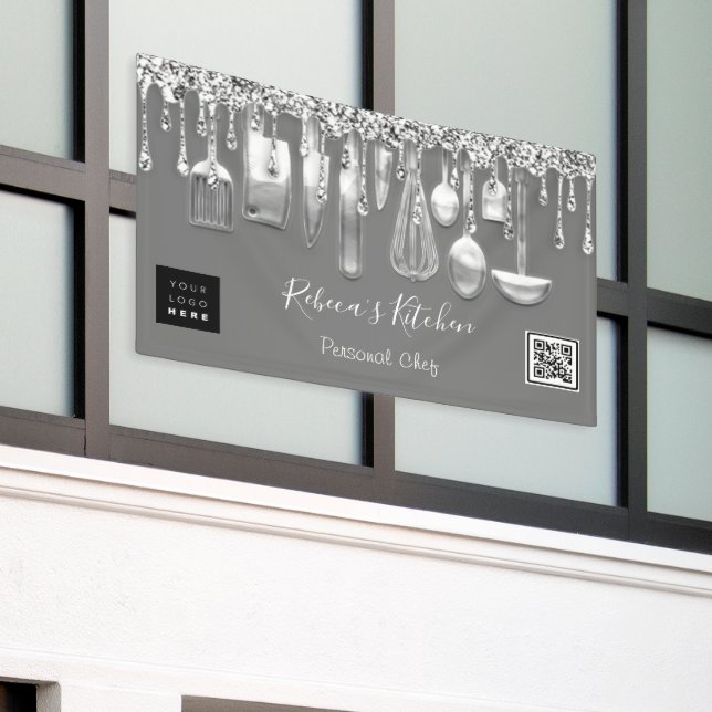 Banderoles Restauration Chef personnel Cuisine Or Qr Code Dri (Bâtiment extérieur)