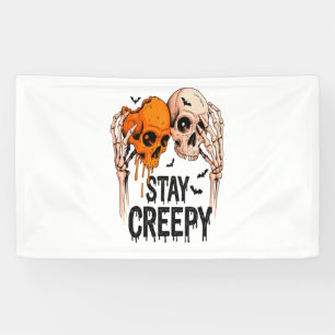 Banderoles Restez Créepy PNG, Crâne Rétro Halloween