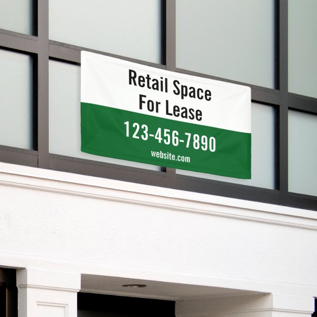 Banderoles Retail Space For Lease Phone Number Green & White (Bâtiment extérieur)