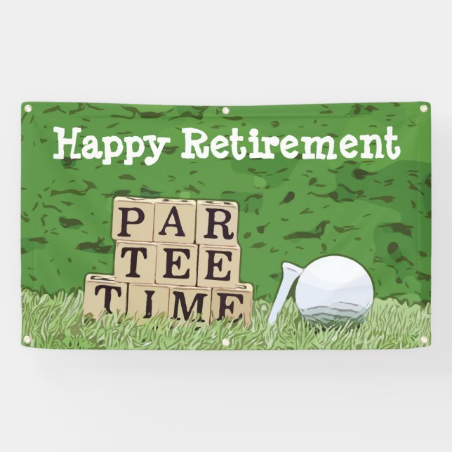 Banderoles Retraite de golf avec boule par tee time sur vert (Horizontal)