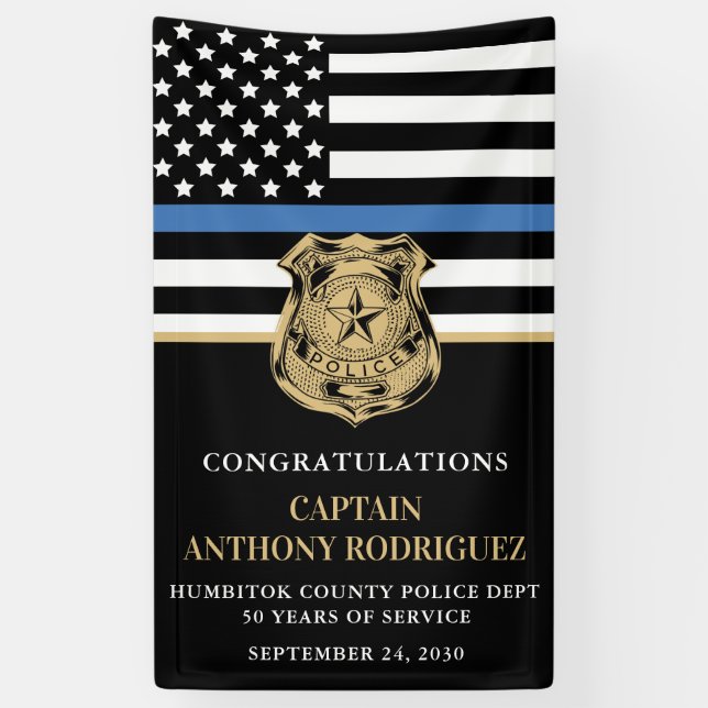 Banderoles Retraite de la police Ligne Bleue Mince Applicatio (Vertical)