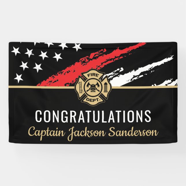 Banderoles Retraite des pompiers Red Line Flag Félicats (Horizontal)