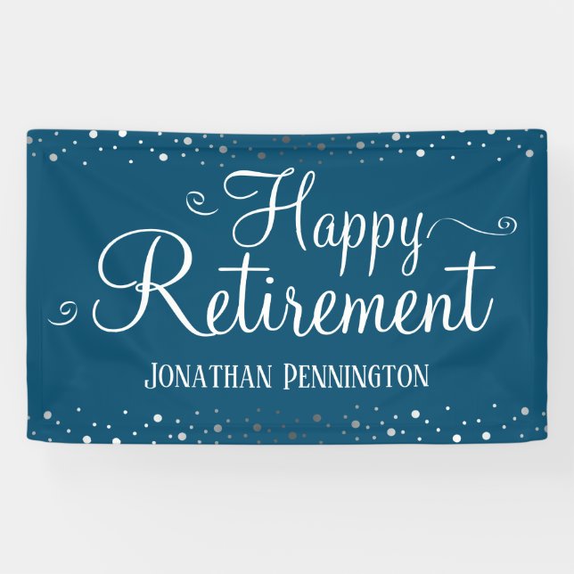 Banderoles Retraite Simple Argent Confetti (Horizontal)