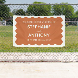 Banderoles Rétro 1950 Wavy Edge Mariage en terre cuite