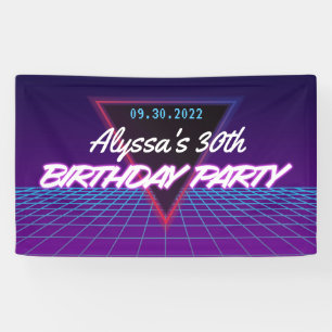 Banderoles Retro 80s Thème Neon violet rose rose fête d'ann