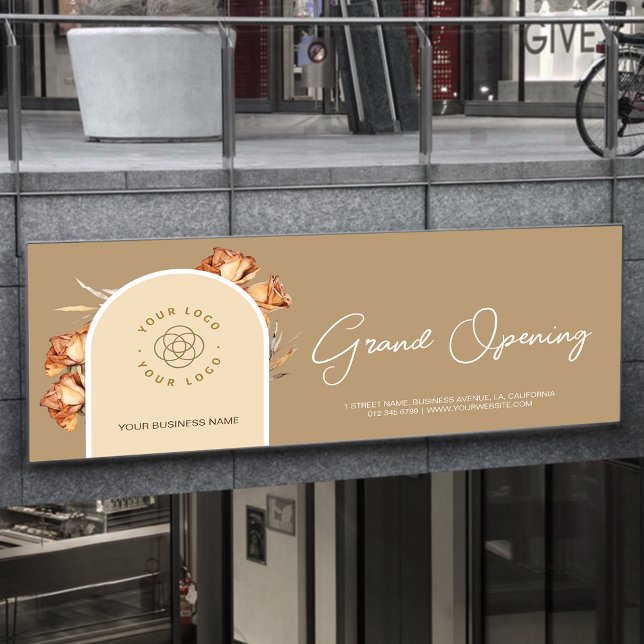 Banderoles Retro Arch Flower Business Logo Grand Ouverture (Retro Arch Flower Business Logo Grand Opening Banner)