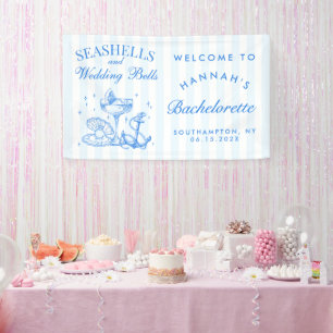 Banderoles Retro Blue Coquillages & Cloches de Mariage Enterr