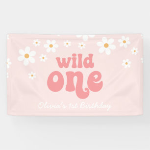 Banderoles Retro Daisy Rose Wild Un 1er anniversaire