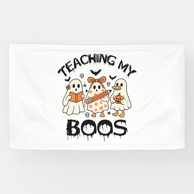 Banderoles Retro Enseigner Mes Boos Halloween (Horizontal)