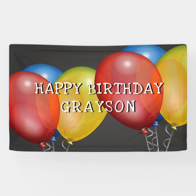 Banderoles Retro Joyeux ballons d'anniversaire sur tableau de (Horizontal)