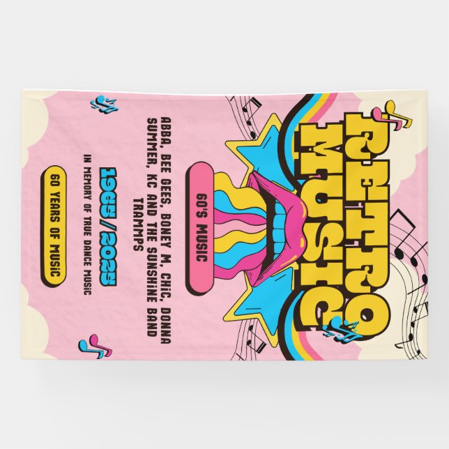 Banderoles RETRO MUSIC POSTER banner (Horizontal)