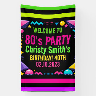 Banderoles Retro Neon 80s Birthday Adult Party