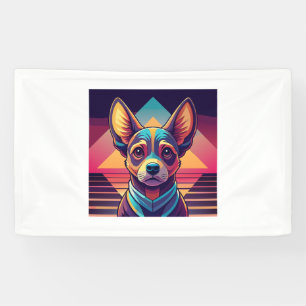 Banderoles Retro Neon Chihuahua - Synthwave Dog Art