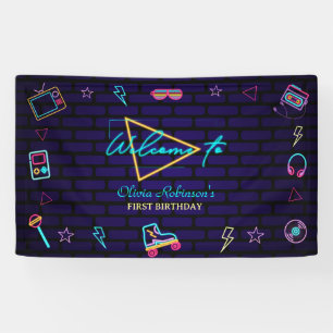 Banderoles Retro Pop Neon Enfants Anniversaire Bash