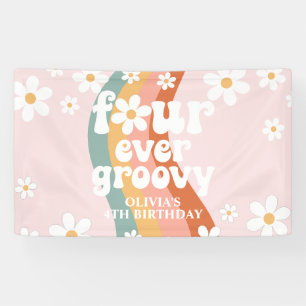 Banderoles Rétro Rainbow Four Ever Groovy Daisy 4TH