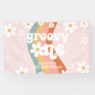 Banderoles Retro Rainbow Groovy One Daisy 1er