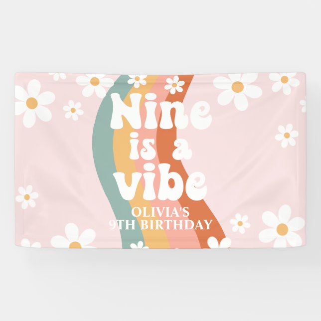 Banderoles Retro Rainbow Nine est une Vibe Daisy 9TH (Horizontal)
