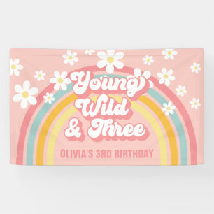 Banderoles Retro Rainbow Young Wild Three Super 3e anniversai