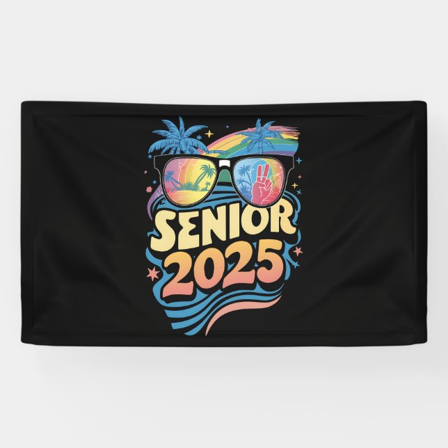 Banderoles Retro Senior 2025 Classe De Diplôme De 2025 (Horizontal)