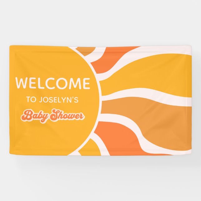 Banderoles Retro Sunshine 60s Baby shower Super Bienvenue (Horizontal)