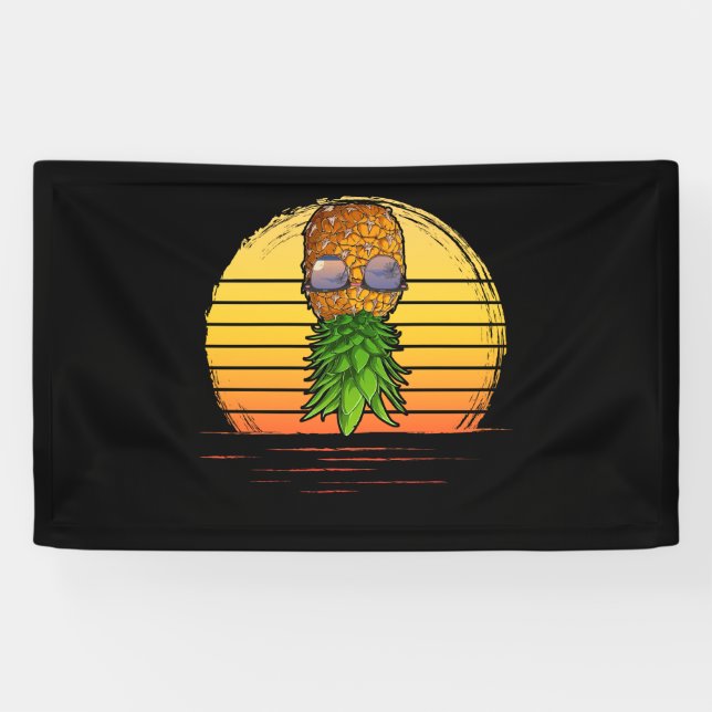 Banderoles Retro Swinger Upside Down Pineapple Sunset Horizon (Horizontal)