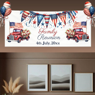 Banderoles Réunion de famille drapeau patriotique 4 juillet B