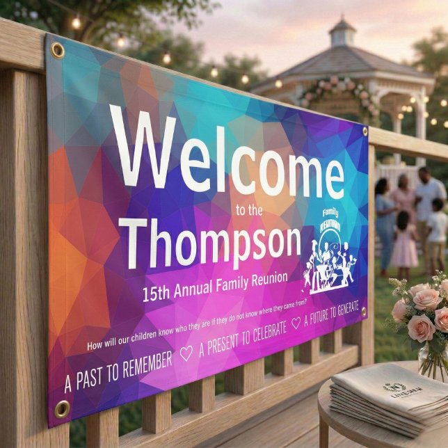 Banderoles Réunion de famille géométrique colorée personnalis (Personalized Colorful Geometric Family Reunion Banner)